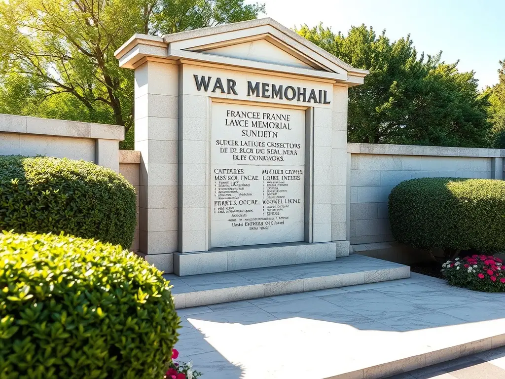 A meticulously maintained French war memorial, showcasing the dedication of Le Souvenir Francais to preserving historical sites.